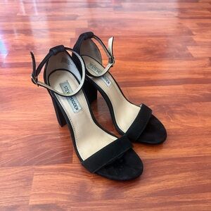 STEVE MADDEN Womens Sandals
Heels Carrson Black Suede
Leather Ankle Strap